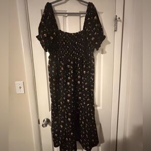 Floral Black Midi Dress 3x